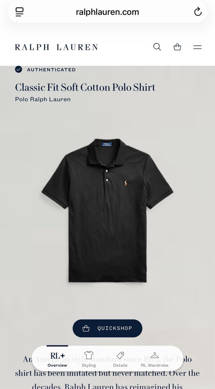POLO RALPH LAUREN MENS L CLASSIC FIT POLO PONY SHIRT BLACK
